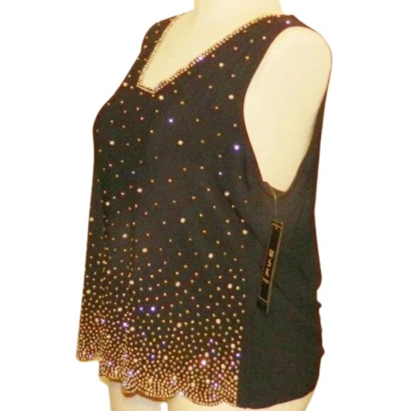 MSK Woman $60 2013429 Embellished Sleeveless V-Neck Tank Top Navy Sz 1X NWT - Picture 3 of 3